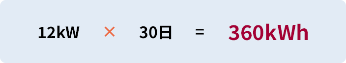 12kW×30日＝360kWh